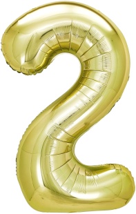 Шар (40''/102 см) Цифра, 2, Белое золото, Металлик, 1 шт. в уп.