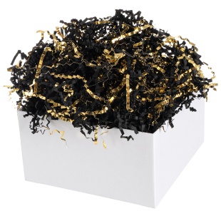 Наполнитель для коробок, Праздничный Дуэт, бумага, ПП, Черный/Золото, Металлик, 50 г.