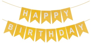 Гирлянда Флажки, Happy Birthday (фактура точки), Золото, Металлик, 500 см, 16*12 см, 1 упак.