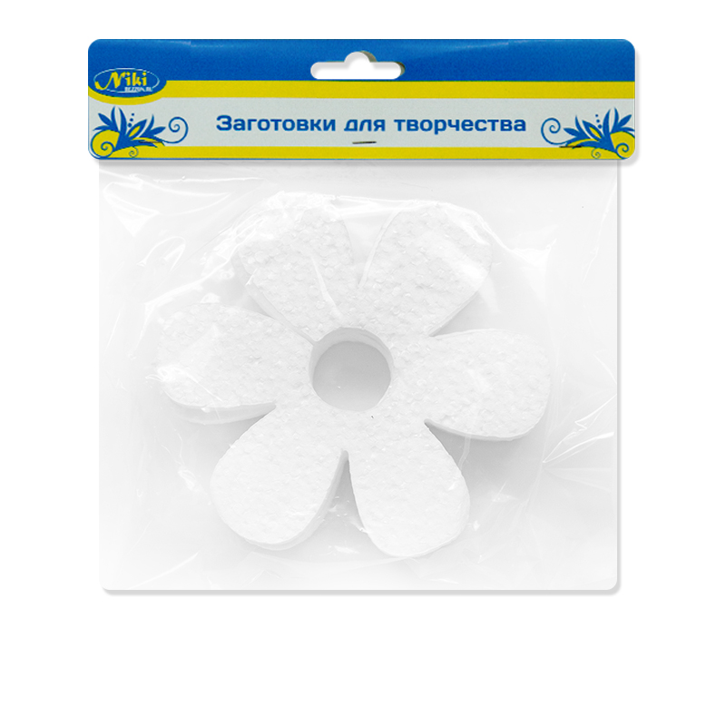 Фигура из пенопласта Цветок, 10 см, Белый, 3 шт.