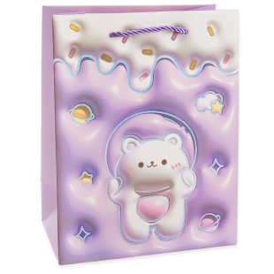 Пакет подарочный, 210гр, Зефирный мишка, Дизайн №3, Металлик, 41*31*12 см, 1 шт.