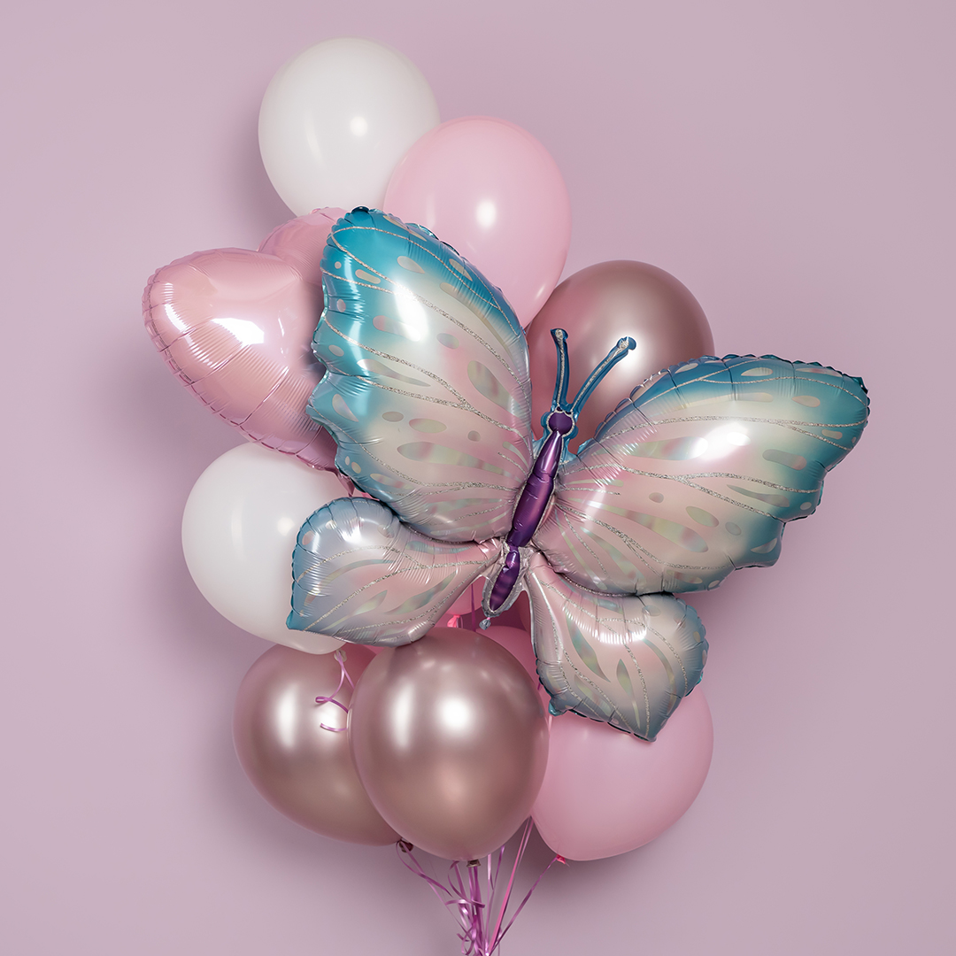 Шар (40''/102 см) Фигура, Воздушная бабочка, Градиент, 1 шт. в уп.