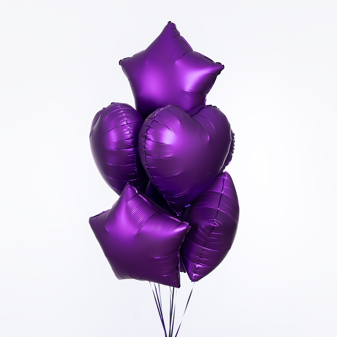 Шар (18''/46 см) Сердце, Фиолетовый, Сатин, 1 шт.