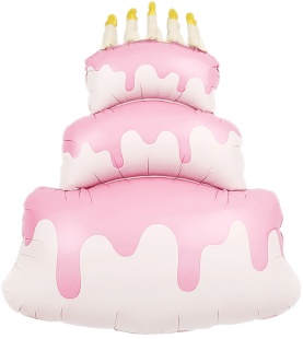 Шар (38''/97 см) Фигура, Торт со свечками, Розовый, Сатин, 1 шт. в уп.