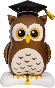 Шар 3D (61''/155 см) Фигура на подставке, Сова Выпускник, 1 шт. в уп.