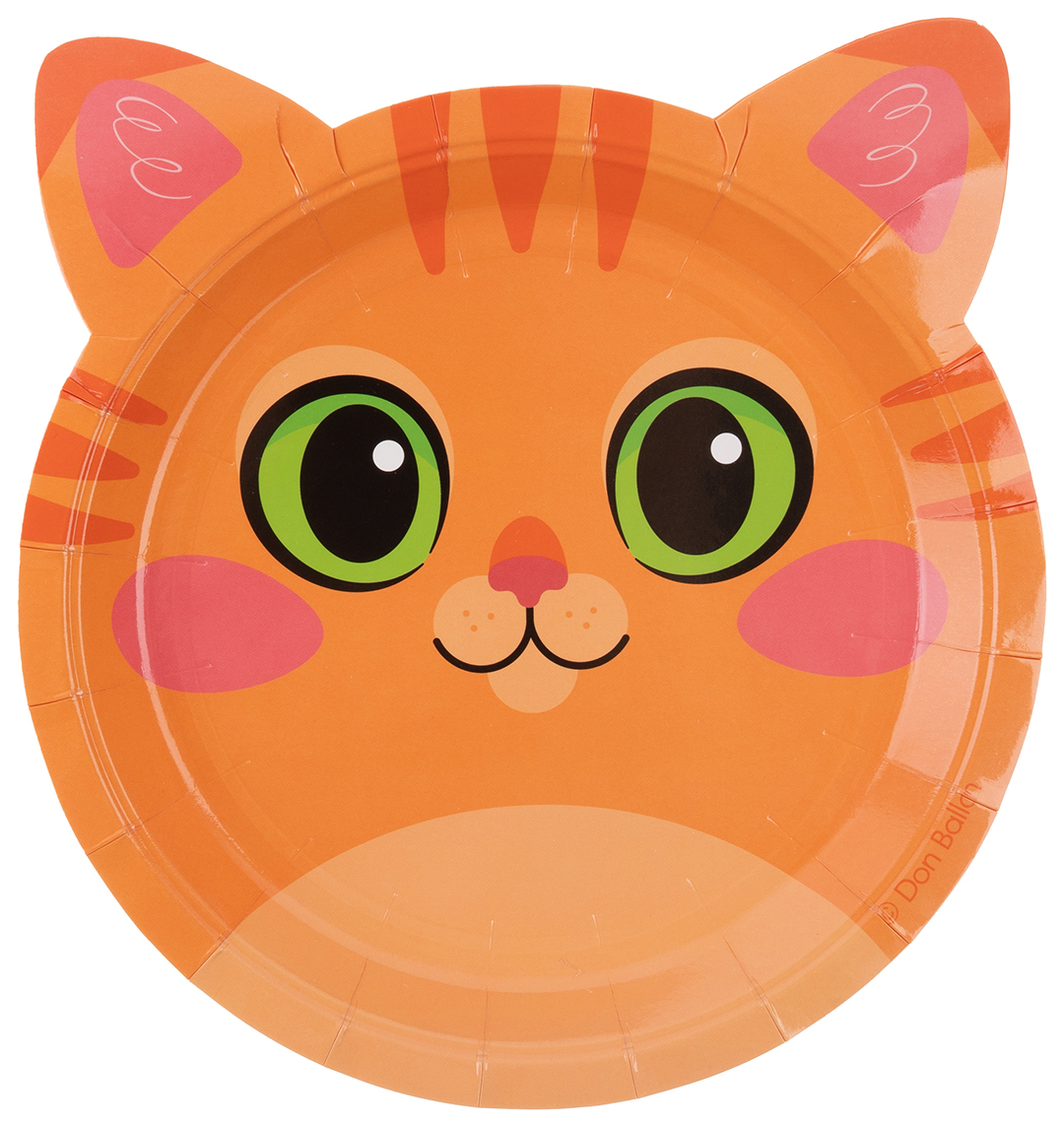 Тарелки (7''/18 см) Объемные Ушки, Котик, 6 шт.