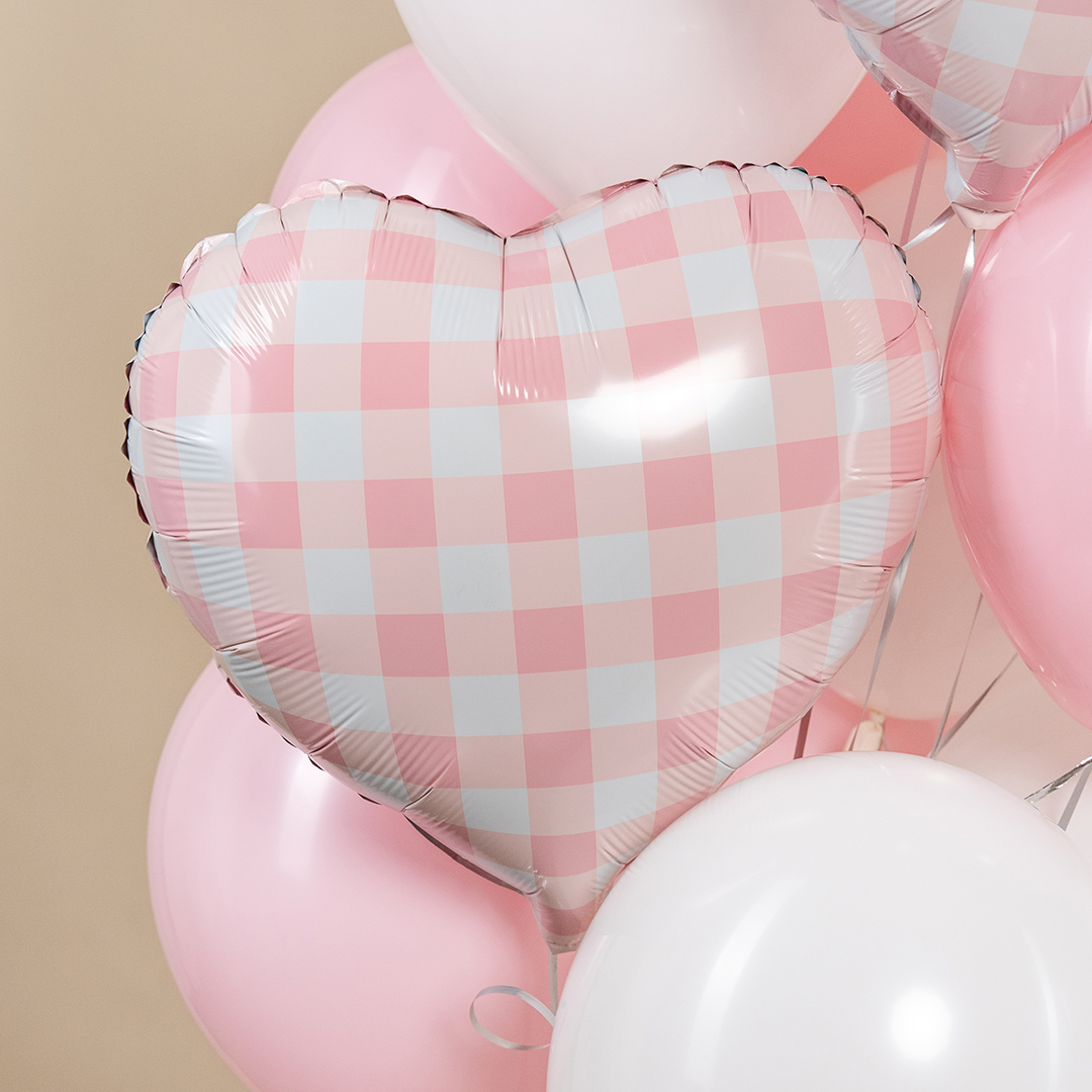 Шар (18''/46 см) Сердце, Клеточки, Розовый, 1 шт.
