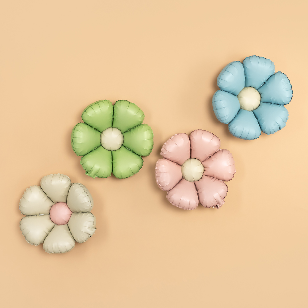 Шар (24''/61 см) Цветок, Ромашка (надув воздухом), Мятный, Сатин, 1 шт. в уп.