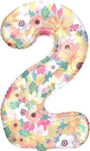Шар (34''/86 см) Цифра, 2 Цветочный вальс, 1 шт. в уп.