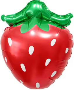 Шар с клапаном (12''/30 см) Мини-фигура, Клубника, Красный, 1 шт.