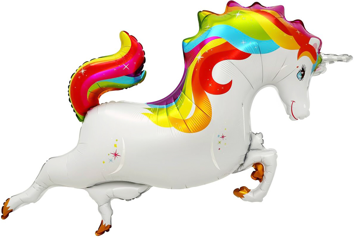 Шар (37''/94 см) Фигура, Радужный единорог, 1 шт.