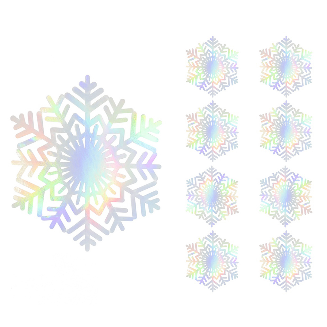 Декоративное украшение Волшебные снежинки, 9 см, Серебро, Голография, 8 шт.