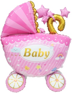 Шар 3D (56''/142 см) Фигура, Коляска для девочки, 1 шт. в уп.