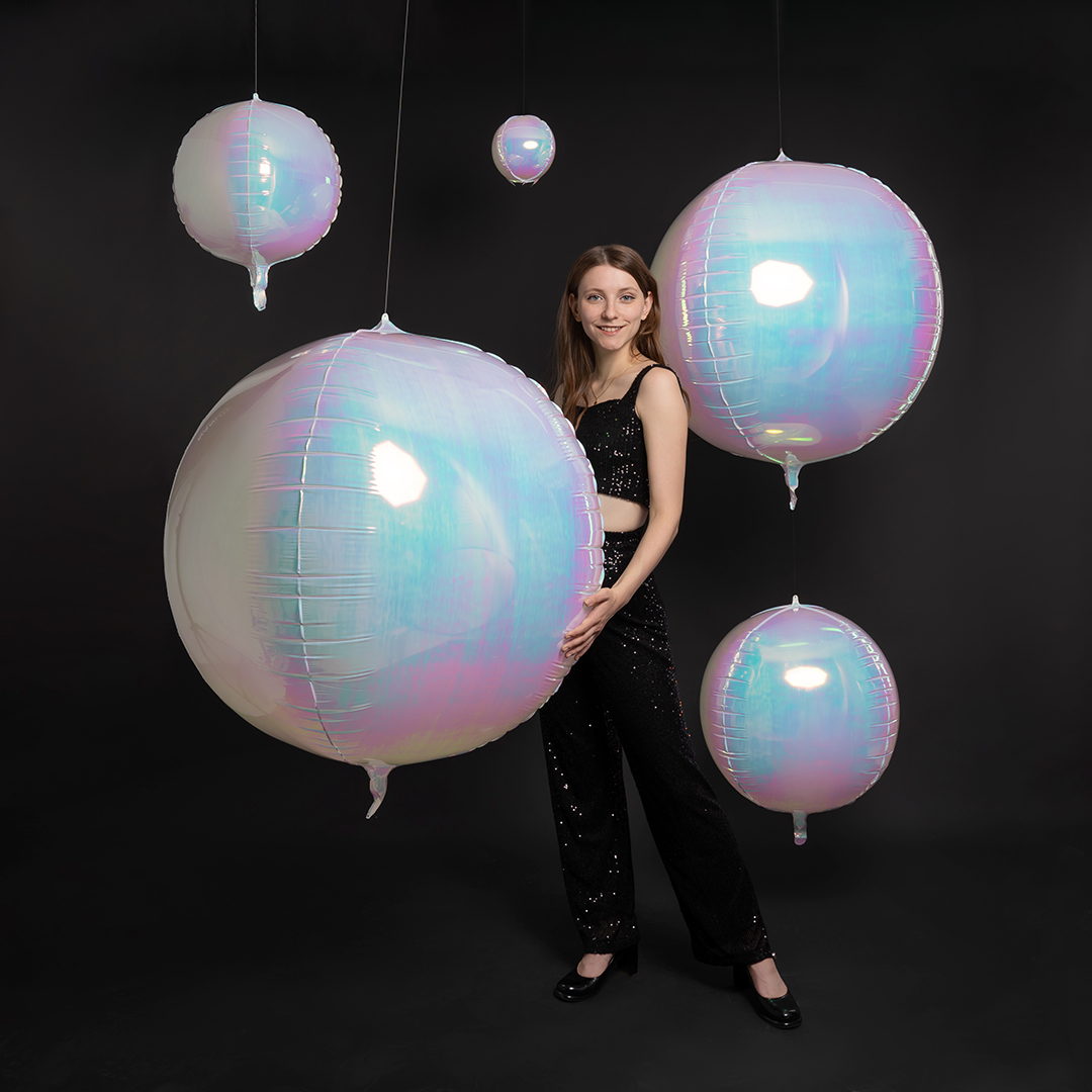 Шар 3D (22''/56 см) Сфера, Жемчужный, Хамелеон, 1 шт. в уп.