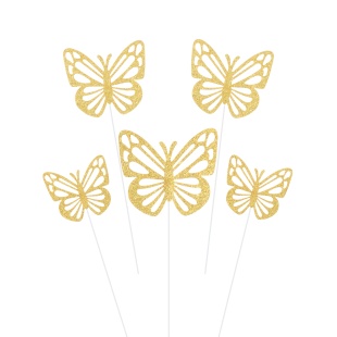 Топперы, Ажурные бабочки, Шампань, 18 см, 10 шт.