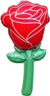 Шар с клапаном (17''/43 см) Мини-цветок, Роза, Красный, 5 шт. в уп.
