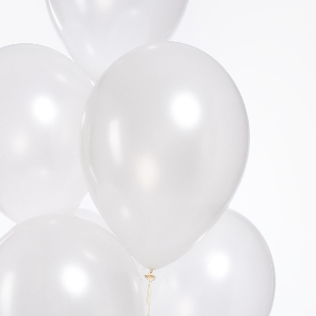 Шар (12''/30 см), Белый, металлик, 100 шт.
