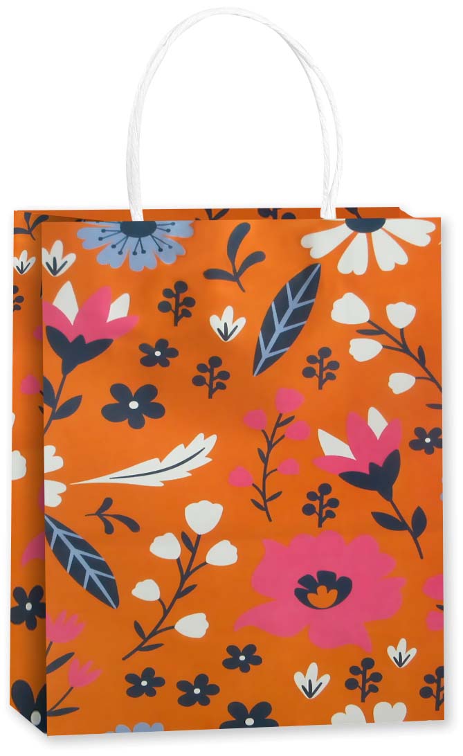 Пакет подарочный, Крафт 120гр, Цветочный орнамент, Дизайн №3, 25,5*18,5*9,5 см, 1 шт.