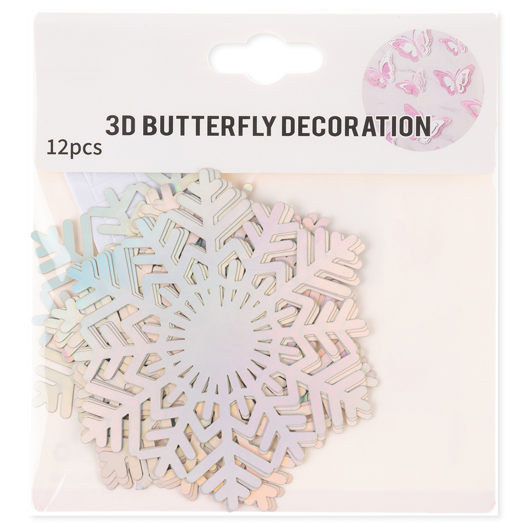 Декоративное украшение Волшебные снежинки, 9 см, Серебро, Голография, 8 шт.