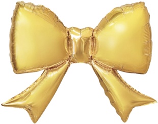 Шар с клапаном (21''/53 см) Фигура, Бант (надув воздухом), Золото, Сатин, 5 шт. в уп.