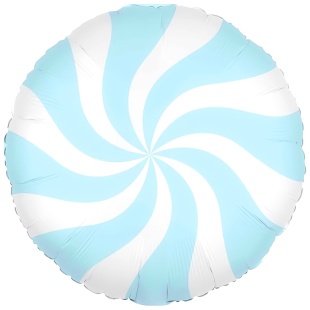 Шар (18''/46 см) Круг, Леденец, Голубой/Белый, 1 шт.
