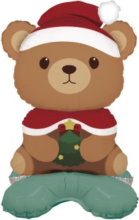 Шар 3D (25''/64 см) Фигура на подставке, Новогодний мишка, 1 шт. в уп.