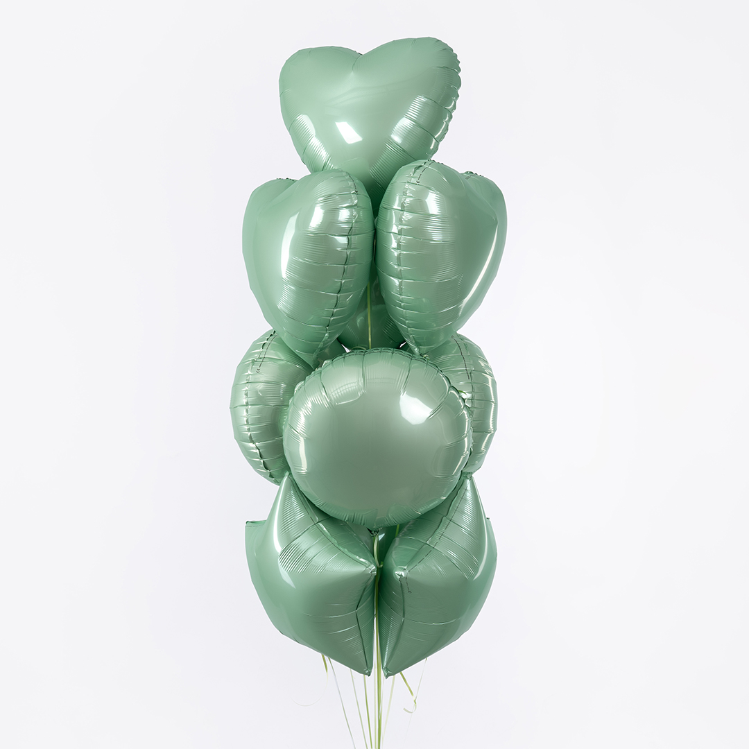 Шар (18''/46 см) Сердце, Мятный, Макарунс, 1 шт.