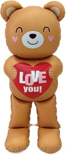 Шар 3D (61''/155 см) Фигура, Мишка с сердцем, 1 шт. в уп.