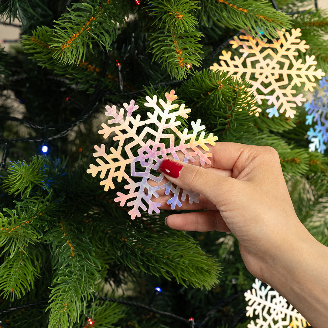 Декоративное украшение Снежинки Искринки, 9 см, Серебро, Металлик, 8 шт.