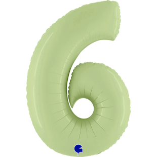Шар (40''/102 см) Цифра, 6, Оливковый, Сатин, 1 шт. в уп.