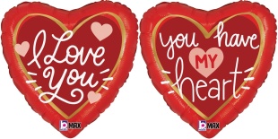 Шар (18''/46 см) Сердце, Я Люблю Тебя, Красный, 1 шт.