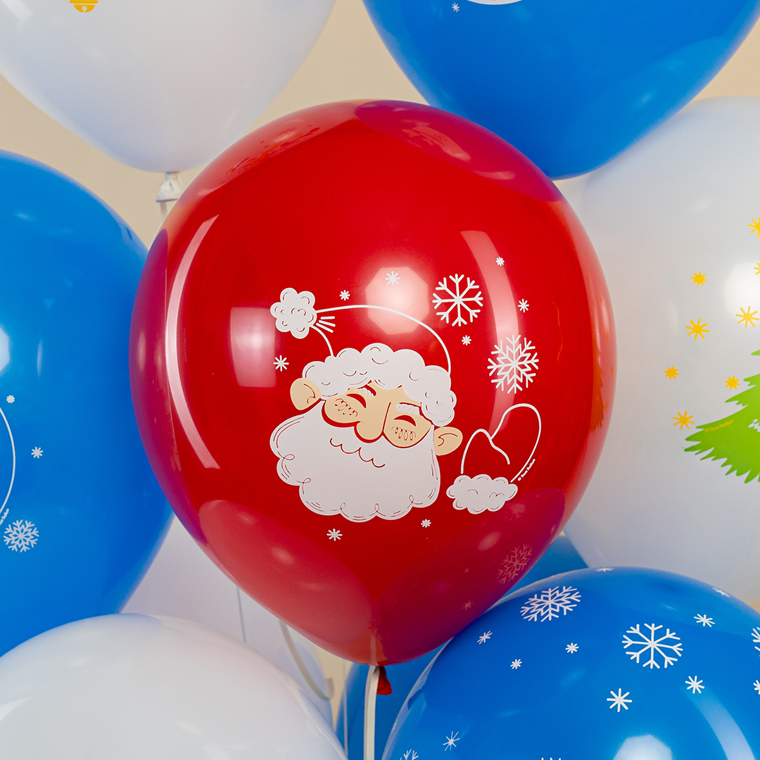 Шар (12''/30 см) С Новым Годом!, Ассорти, пастель, 5 ст, 25 шт.