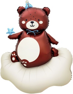 Шар (48''/122 см) Фигура, Мишка на облачке (голубой колпачок), Сатин, 1 шт.