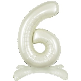 Шар (32''/81 см) Цифра на подставке, 6, Белый песок, 1 шт. в уп.