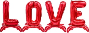 Набор шаров-букв (32''/81 см) LOVE, на подставке, Красный, 1 шт. в уп.