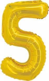 Шар с клапаном (16''/41 см) Мини-цифра, 5, Золото, 1 шт.