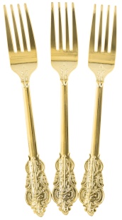 Вилки, Барокко, Золото, Металлик, 18,5 см, 10 шт. в упак. 