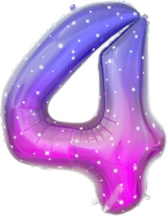 Шар (34''/86 см) Цифра, 4 Сияющий космос, Сиреневый, Градиент, 1 шт. в уп.