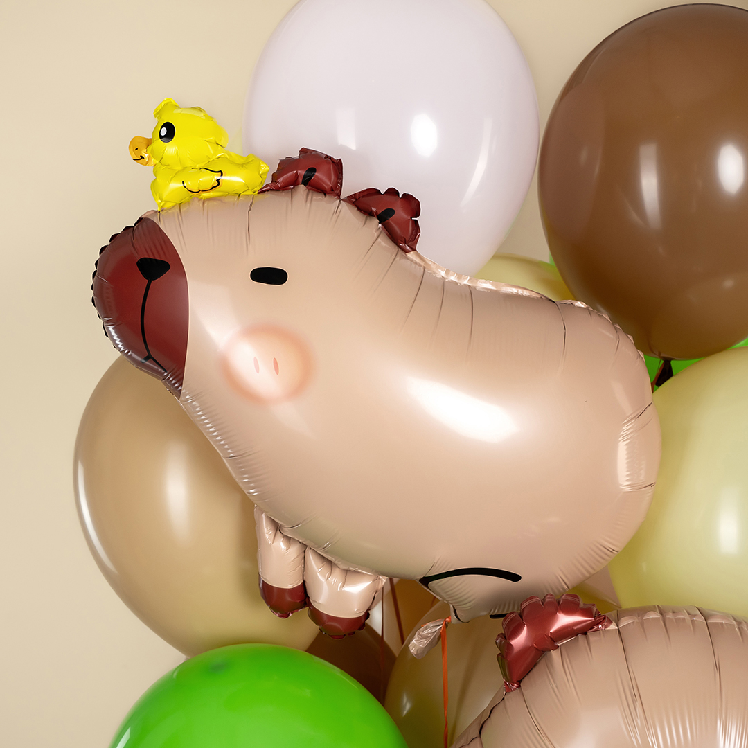 Шар (26''/66 см) Фигура, Капибара с утенком, 1 шт.