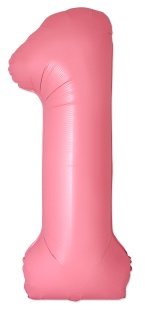 Шар (40''/102 см) Цифра, 1 Slim, Светло-розовый, Макарунс, 1 шт. в уп.
