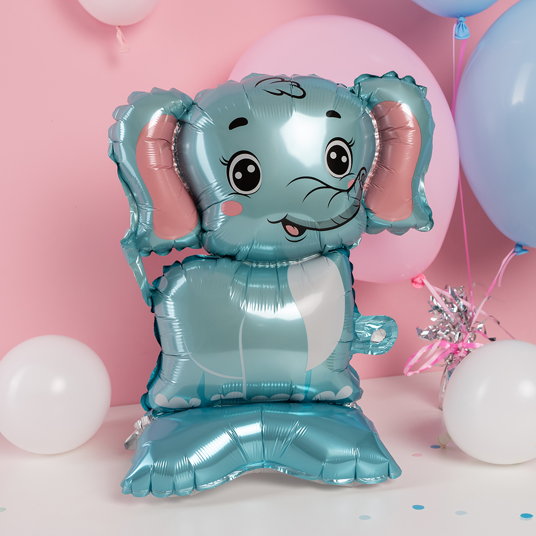 Шар 3D (22''/56 см) Фигура на подставке, Слоненок, 1 шт.