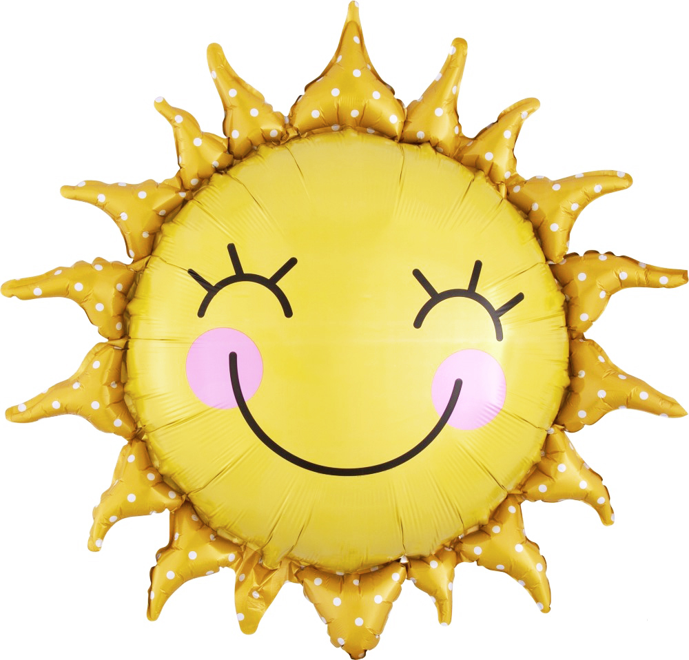 Шар с клапаном (17''/43 см) Мини-фигура, Солнце, Желтый, 5 шт. в уп. (цв.этик.)