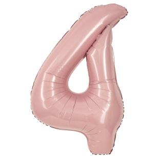 Шар (40''/102 см) Цифра, 4, Пыльная роза, Сатин, 1 шт. в уп.