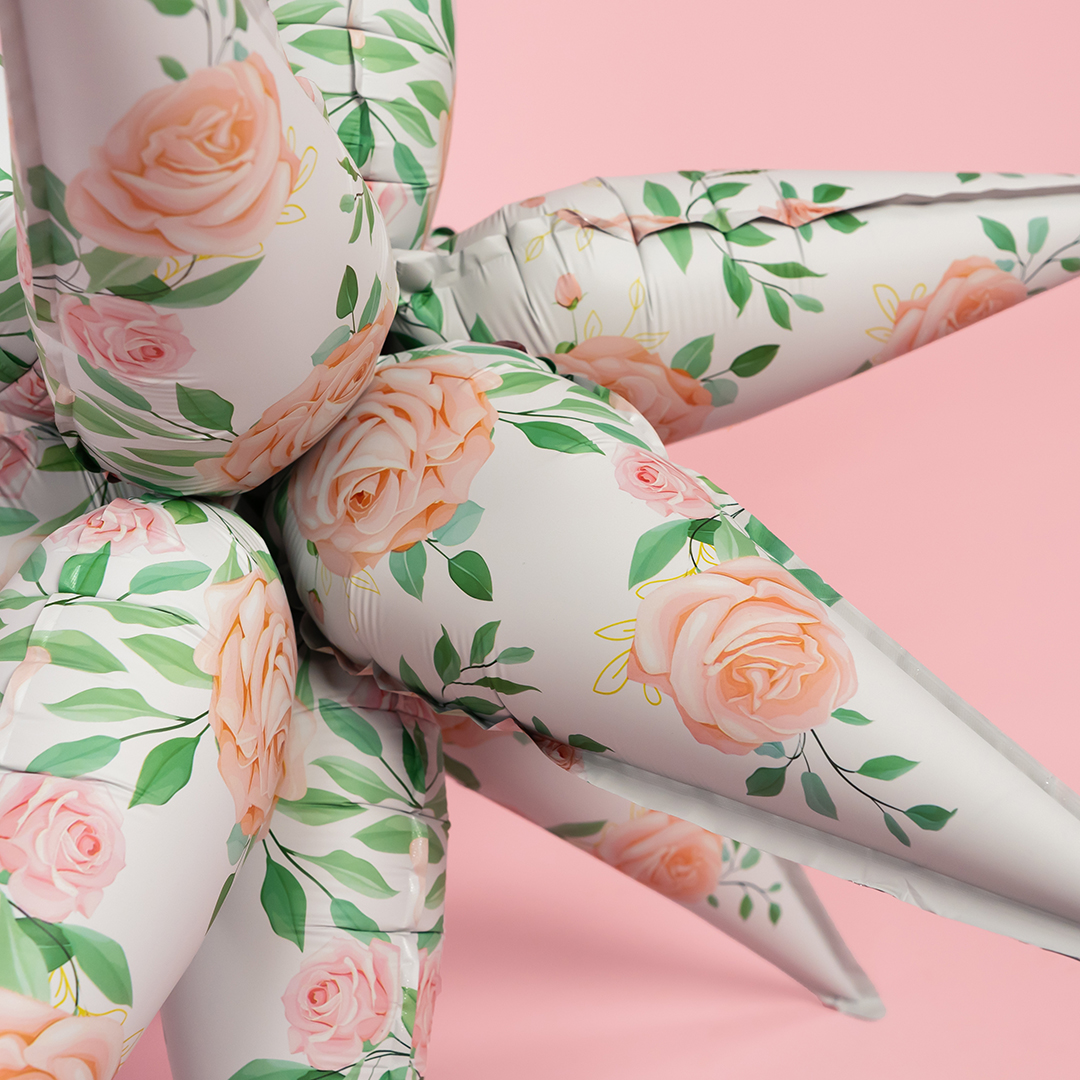 Шар 3D (26''/66 см) Звезда, Составная, Нежные цветы, 1 шт. в уп.