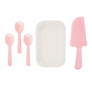 Десертный набор, Ням-Ням, Тарелки, Вилки, Нож, Розовый, 11 шт. в упак. 