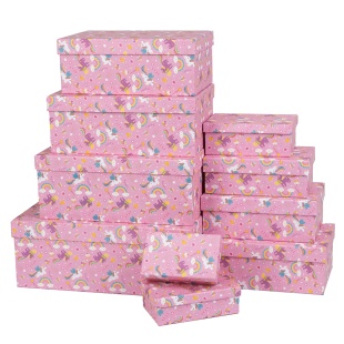 Набор коробок Милые единороги, Розовый, 33*20*13 см, 10 шт. в упак. 