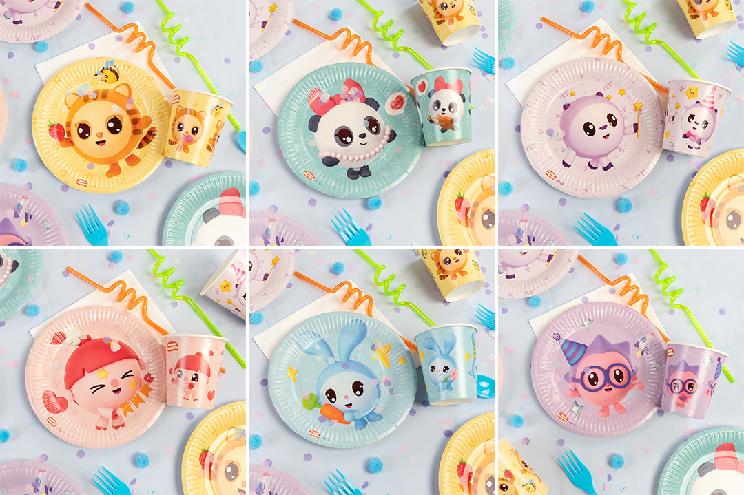 Тарелки (7''/18 см) Малышарики, Ассорти, 6 шт.