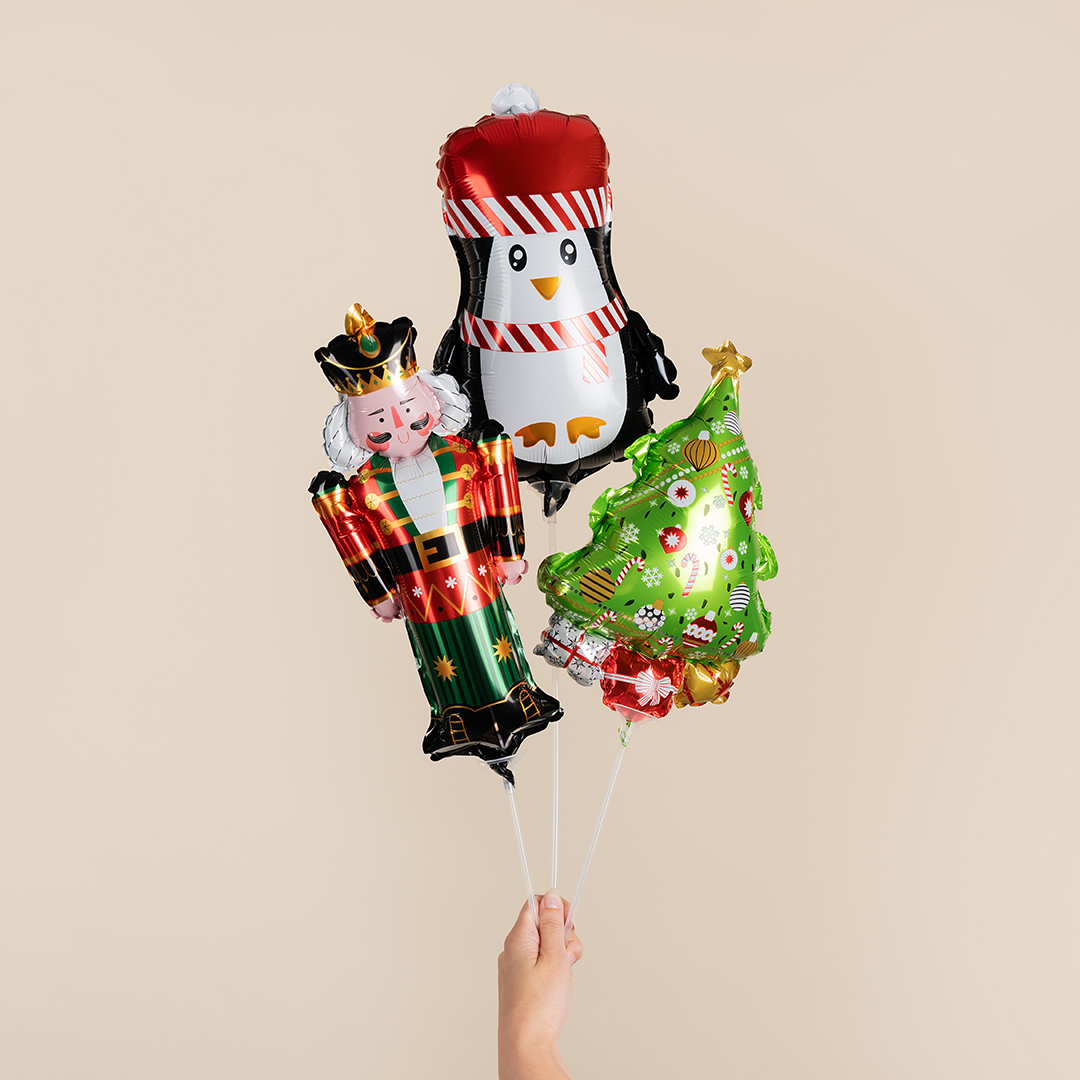 Шар с клапаном (17''/43 см) Мини-фигура, Новогодняя елочка, 5 шт. в уп.