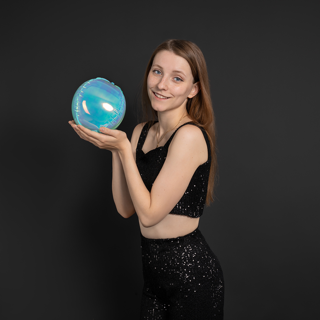 Шар 3D (10''/25 см) Мини-сфера, Голубой, Хамелеон, 1 шт. в уп.