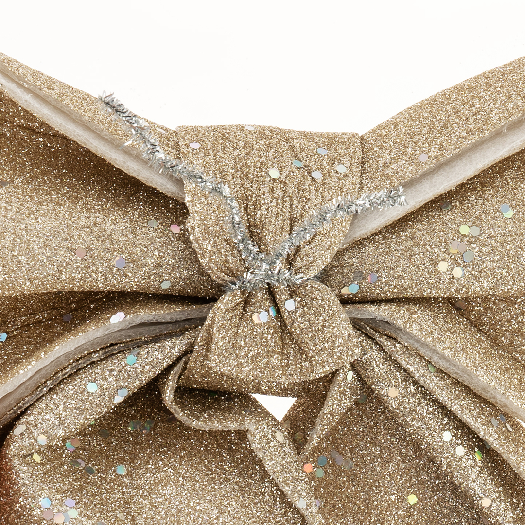 Декоративный бант Праздничный, Шампань, с блестками, 30*35 см, 1 шт. в упак. 